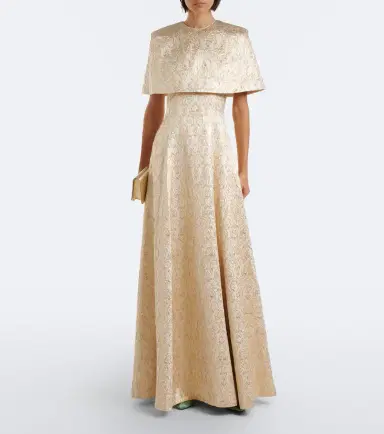 Emilia Wickstead Lucretia caped floral jacquard gown | Thumbnail 6