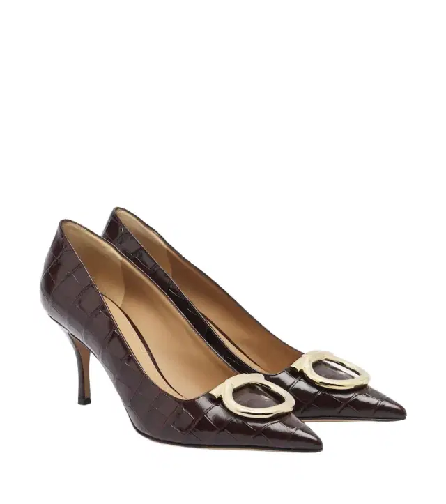 Ferragamo Lara Gancini croc-effect leather pumps