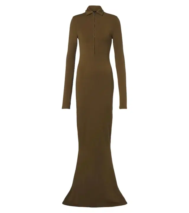 Mugler Wool-blend jersey polo dress