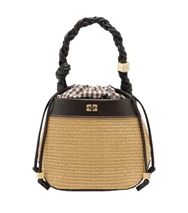 Ganni Bou Small raffia-effect bucket bag | Thumbnail 1 Ganni Bou Small raffia-effect bucket bag | Thumbnail 1