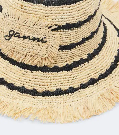 Ganni Striped raffia bucket hat | Thumbnail 2