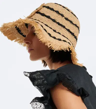 Ganni Striped raffia bucket hat | Thumbnail 5