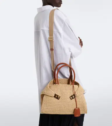 Ferragamo Hug Medium raffia shoulder bag | Thumbnail 5 Ferragamo Hug Medium raffia shoulder bag | Thumbnail 5