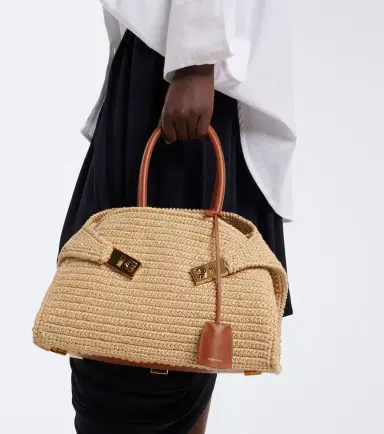 Ferragamo Hug Medium raffia shoulder bag | Thumbnail 6 Ferragamo Hug Medium raffia shoulder bag | Thumbnail 6