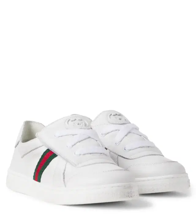 Gucci Kids Stretch Web Stripe leather sneakers