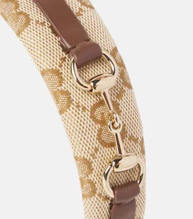 Gucci Kids Horsebit leather-trimmed GG canvas headband | Thumbnail 2