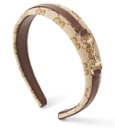 Gucci Kids Horsebit leather-trimmed GG canvas headband | Thumbnail 1