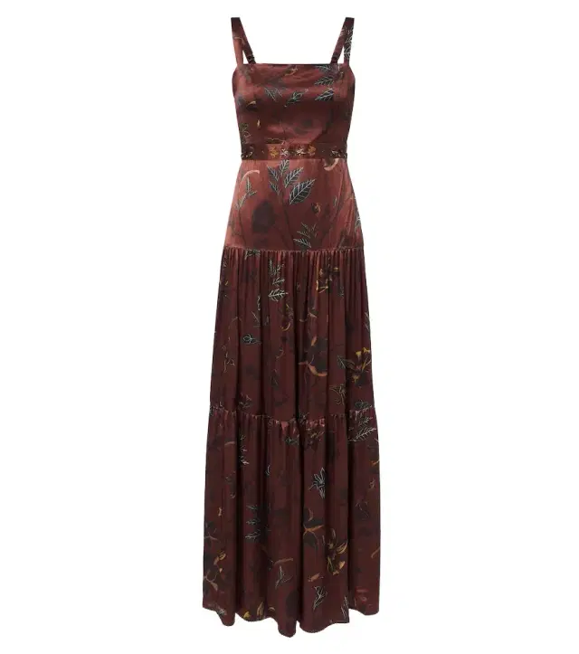 Agua by Agua Bendita Lima printed satin maxi dress