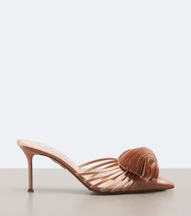 Aquazzura Wild Bloom floral-appliqué satin mules | Thumbnail 2