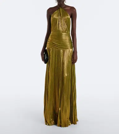 Retrofete Retrofête Thalia plissé halterneck gown | Thumbnail 2