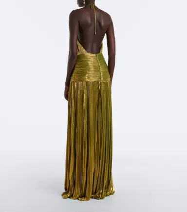 Retrofete Retrofête Thalia plissé halterneck gown | Thumbnail 4