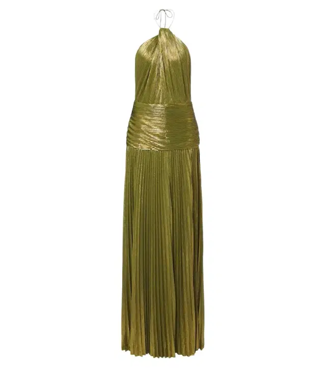 Retrofete Retrofête Thalia plissé halterneck gown