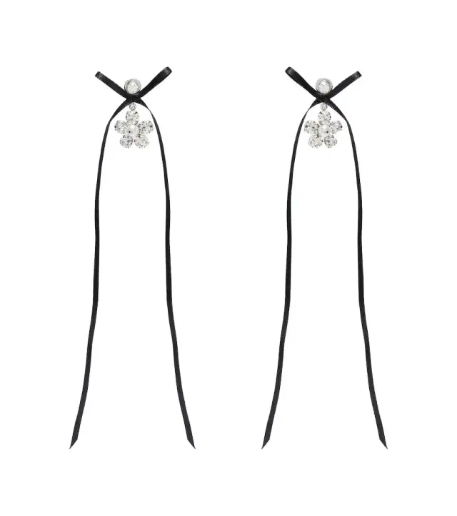 Simone Rocha Bow-detail crystal-embellished drop earrings