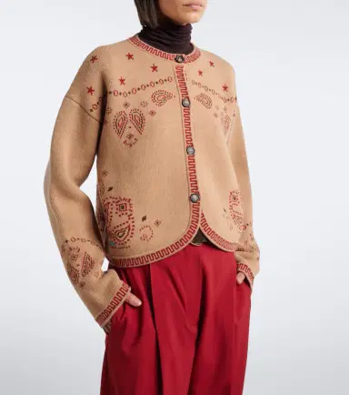 Alanui Bandana Jacquard wool and cashmere cardigan | Thumbnail 3