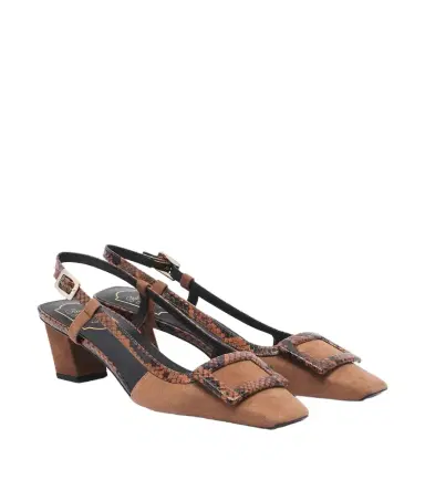 Roger Vivier Belle Vivier snake-effect suede slingback pumps | Thumbnail 1 Roger Vivier Belle Vivier snake-effect suede slingback pumps | Thumbnail 1