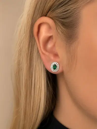 Wish Fine Jewelry 1.39ct Emerald Diamond 18K Gold Halo Stud Earrings | Thumbnail 2 Wish Fine Jewelry 1.39ct Emerald Diamond 18K Gold Halo Stud Earrings | Thumbnail 2