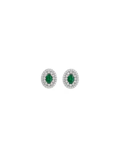 Wish Fine Jewelry 1.39ct Emerald Diamond 18K Gold Halo Stud Earrings | Thumbnail 1 Wish Fine Jewelry 1.39ct Emerald Diamond 18K Gold Halo Stud Earrings | Thumbnail 1