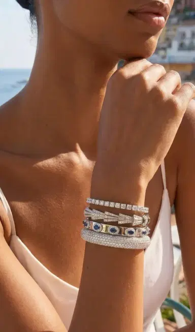 Wish Fine Jewelry 6.75ct Diamond 14K Gold Statement Bracelet | Thumbnail 2