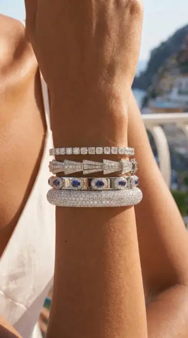 Wish Fine Jewelry 6.75ct Diamond 14K Gold Statement Bracelet | Thumbnail 4