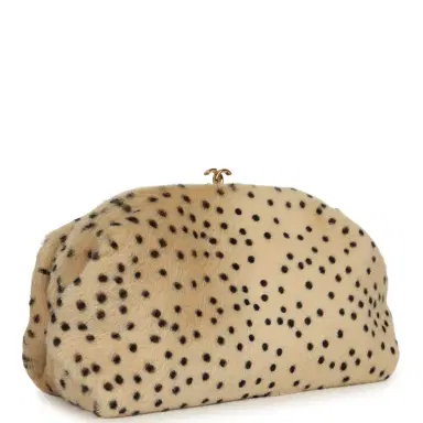 Chanel Chanel Large "Cheetah Print" Clutch with Chain Beige Calf Hair, Black Leather Gold Hardware | Thumbnail 2