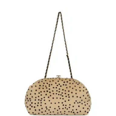 Chanel Chanel Large "Cheetah Print" Clutch with Chain Beige Calf Hair, Black Leather Gold Hardware | Thumbnail 7