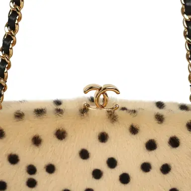 Chanel Chanel Large "Cheetah Print" Clutch with Chain Beige Calf Hair, Black Leather Gold Hardware | Thumbnail 8