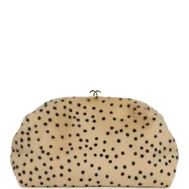 Chanel Chanel Large "Cheetah Print" Clutch with Chain Beige Calf Hair, Black Leather Gold Hardware | Thumbnail 1