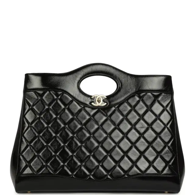 Chanel Large 31 Shopper Black Shiny Lambskin Light Gold Hardware Chanel Large 31 Shopper Black Shiny Lambskin Light Gold Hardware