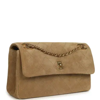 Chanel Chanel Medium "Eyes on You" Flap Bag Beige Suede Gold Hardware | Thumbnail 2