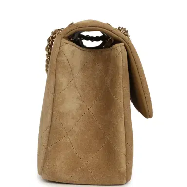 Chanel Chanel Medium "Eyes on You" Flap Bag Beige Suede Gold Hardware | Thumbnail 3