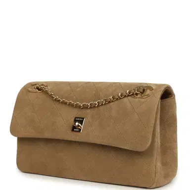Chanel Chanel Medium "Eyes on You" Flap Bag Beige Suede Gold Hardware | Thumbnail 5