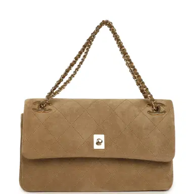 Chanel Chanel Medium "Eyes on You" Flap Bag Beige Suede Gold Hardware | Thumbnail 7