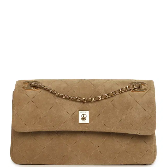 Chanel Chanel Medium "Eyes on You" Flap Bag Beige Suede Gold Hardware