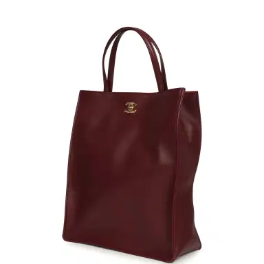 Chanel Chanel Small "Grocery Bag" with Chain Dark Burgundy Calfskin Gold Hardware | Thumbnail 5