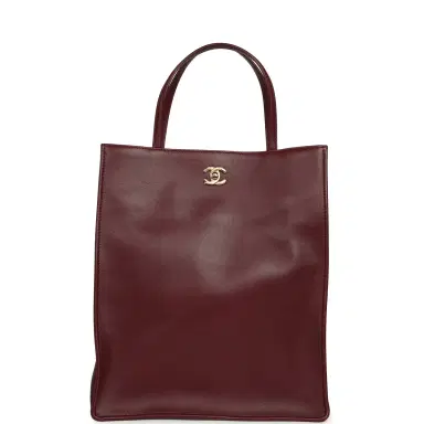 Chanel Chanel Small "Grocery Bag" with Chain Dark Burgundy Calfskin Gold Hardware | Thumbnail 1