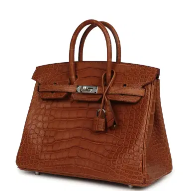 HERMÈS Hermes Birkin 25 Gold Matte Alligator Palladium Hardware | Thumbnail 5 HERMÈS Hermes Birkin 25 Gold Matte Alligator Palladium Hardware | Thumbnail 5