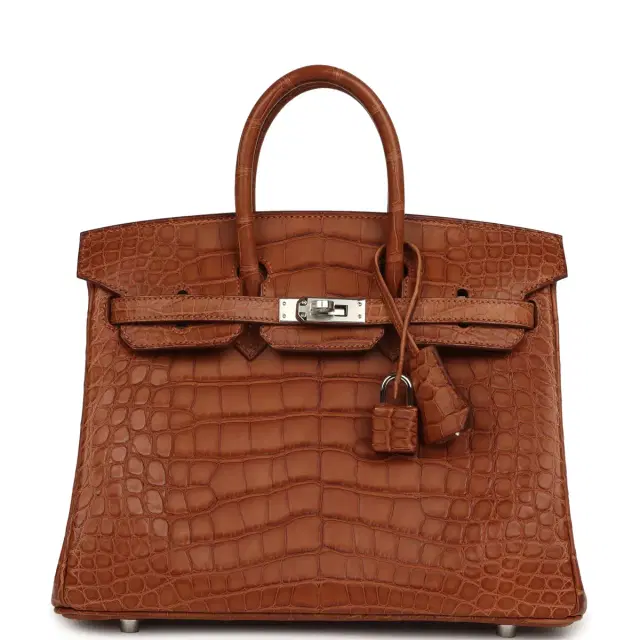 HERMÈS Hermes Birkin 25 Gold Matte Alligator Palladium Hardware