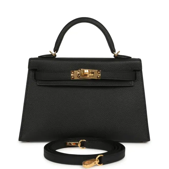 HERMÈS Hermes Kelly Sellier 20 Black Epsom Gold Hardware