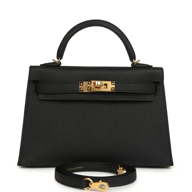 HERMÈS Hermes Kelly Sellier 20 Black Epsom Gold Hardware