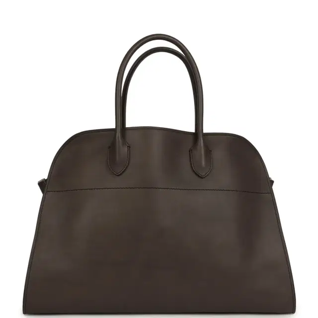 The Row The Row Soft Margaux 15 Mid Grey Saddle Leather Silver Hardware