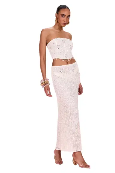 PatBo PEARL MESH EMBROIDERED MAXI SKIRT | Thumbnail 1