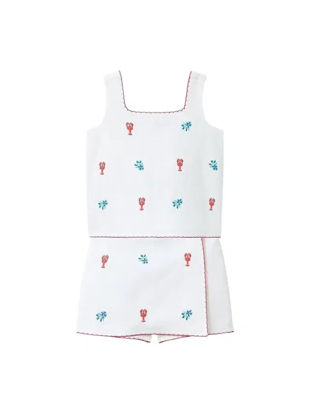 Janie and Jack Little Girl's & Girl's Embroidered Lobster Top & Skort Set