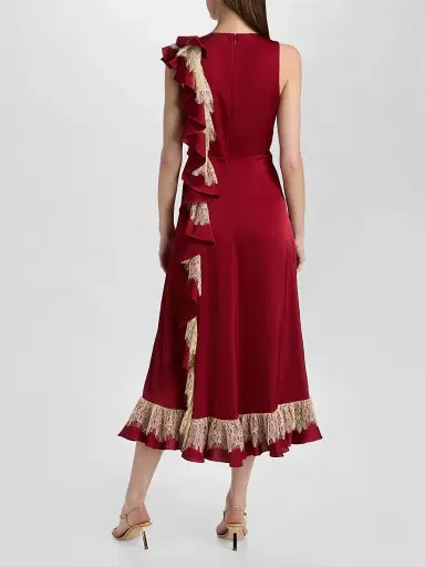 Cinq à Sept Women's Esme Satin Minna Dress - Berrywine Gardenia - Size 16 | Thumbnail 5 Cinq à Sept Women's Esme Satin Minna Dress - Berrywine Gardenia - Size 16 | Thumbnail 5