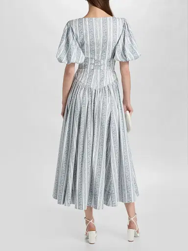 Cinq à Sept Women's Corvin Belted Midi Dress - Ivory Marine Blue - Size 14 | Thumbnail 5