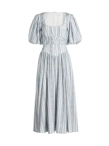 Cinq à Sept Women's Corvin Belted Midi Dress - Ivory Marine Blue - Size 14 | Thumbnail 1