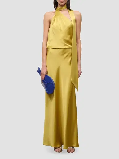 STAUD Women's Estelle Satin One-Shoulder Maxi Dress - Citron | Thumbnail 2