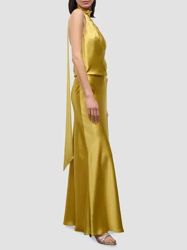 STAUD Women's Estelle Satin One-Shoulder Maxi Dress - Citron | Thumbnail 4