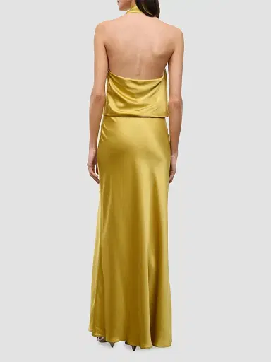 STAUD Women's Estelle Satin One-Shoulder Maxi Dress - Citron | Thumbnail 5