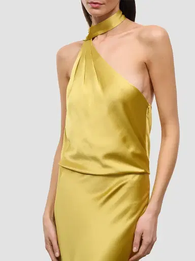 STAUD Women's Estelle Satin One-Shoulder Maxi Dress - Citron | Thumbnail 6
