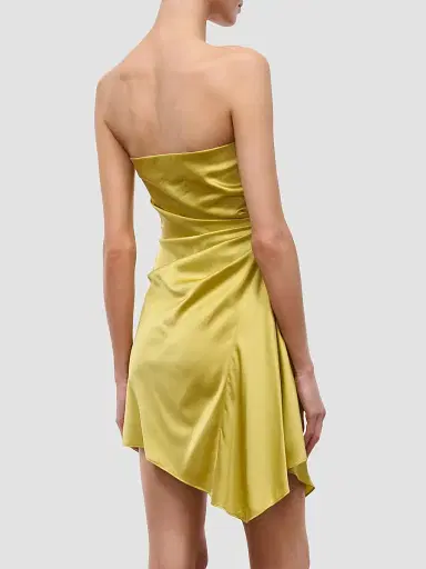 STAUD Women's Adriana Silk Mini Dress - Citron | Thumbnail 4